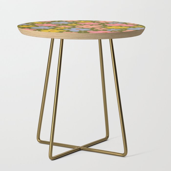 Retro Daisies - dark background  Side Table Gallery Image 1