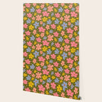 Retro Daisies - dark background  Wallpaper Gallery Image 2