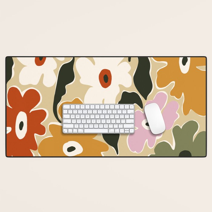 Retro abstract floral  Desk Mat Gallery Image 1