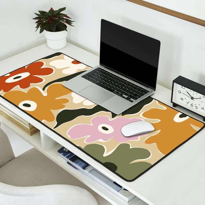 Retro abstract floral  Desk Mat Gallery Image 2