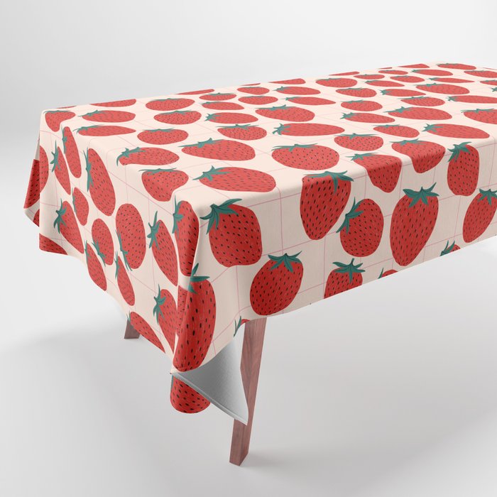 Red strawberries pattern Tablecloth Gallery Image 1