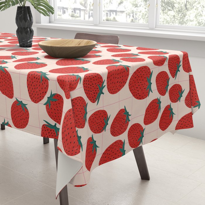 Red strawberries pattern Tablecloth Gallery Image 3