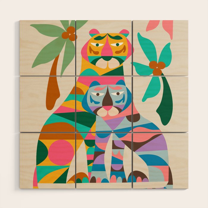 Mid Century Modern Tigers Wood Wall Art Gallery Image 1