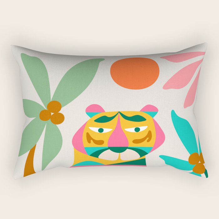 Mid Century Modern Tigers Rectangular Pillow Gallery Image 2