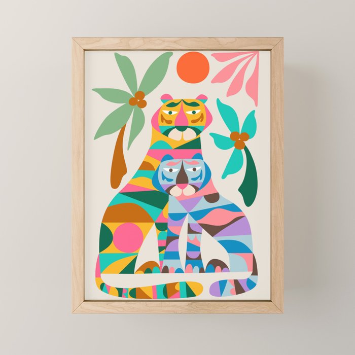 Mid Century Modern Tigers Mini Art Print Gallery Image 1