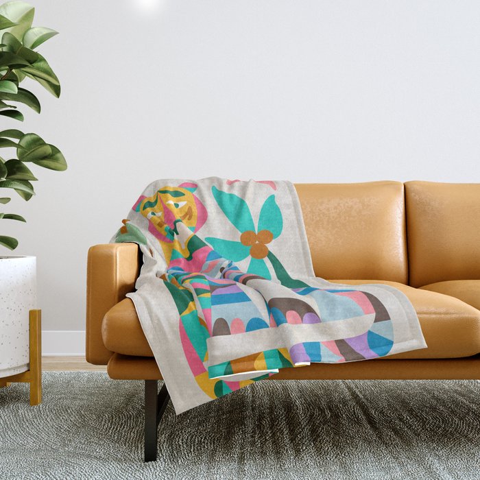 Mid Century Modern Tigers Throw Blanket Gallery Image 1