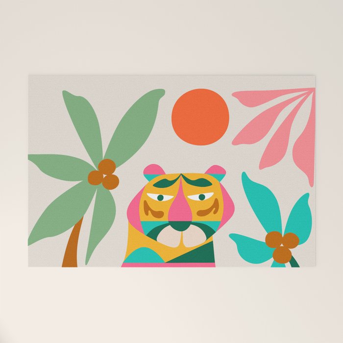 Mid Century Modern Tigers Welcome Mat Gallery Image 1