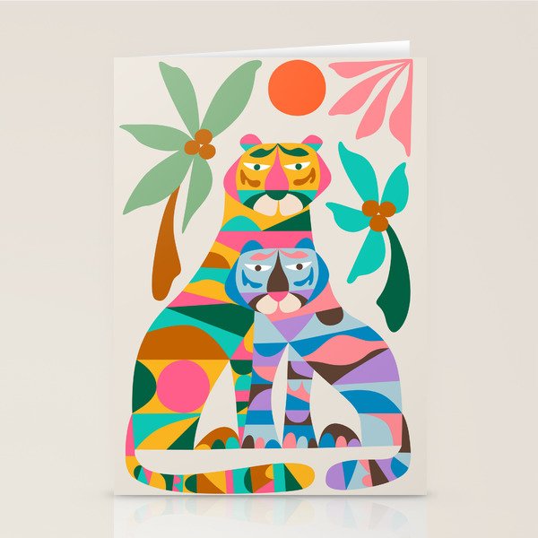 Mid Century Modern Tigers Stationery Card Gallery Image 1