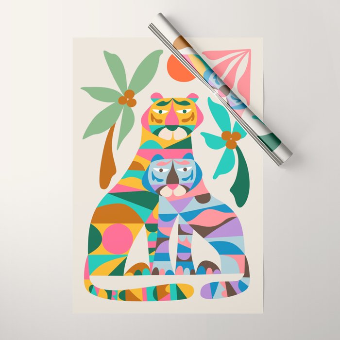 Mid Century Modern Tigers Wrapping Paper Gallery Image 1