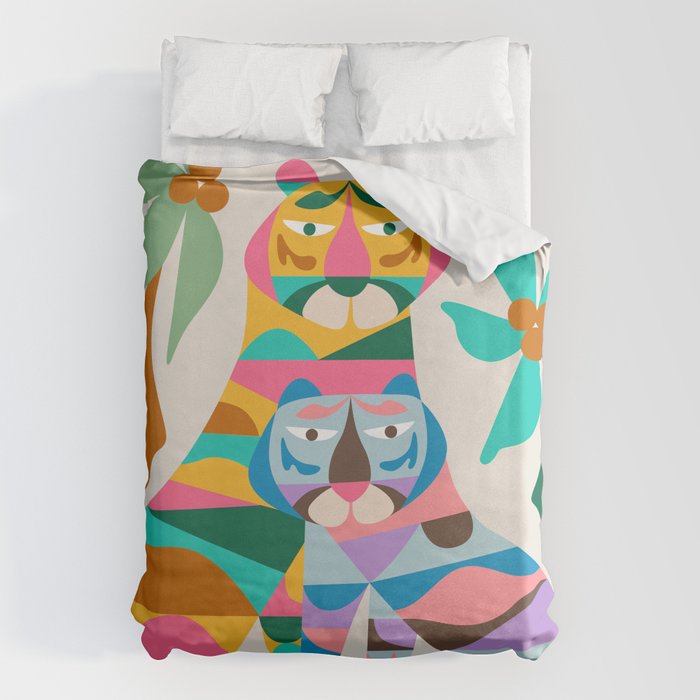 Mid Century Modern Tigers Duvet Cover Gallery Image 1