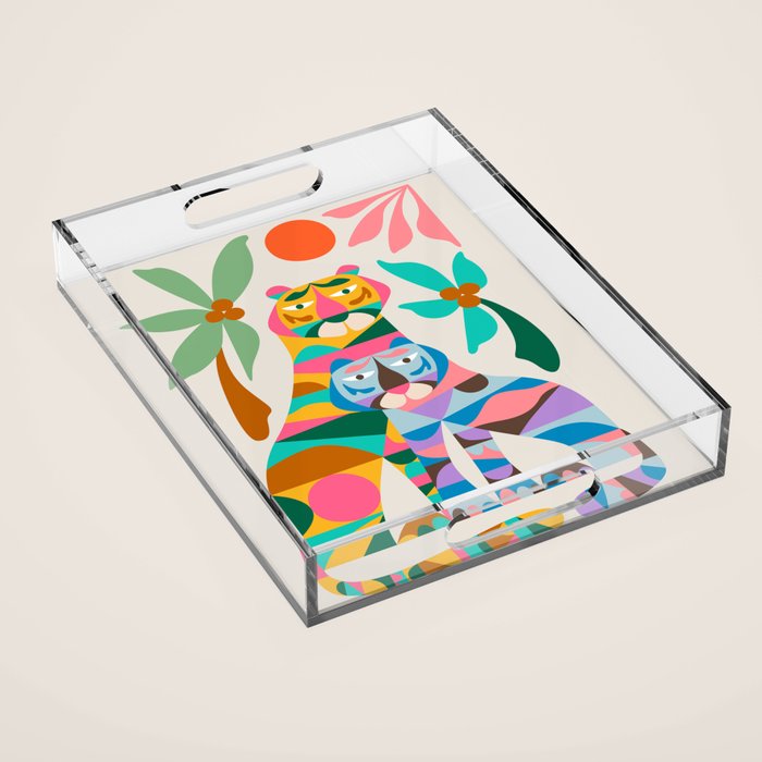 Mid Century Modern Tigers Acrylic Tray Gallery Image 1