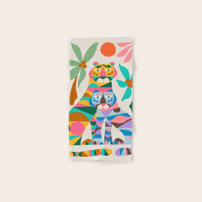 Mid Century Modern Tigers Bath Towel Gallery Image 1