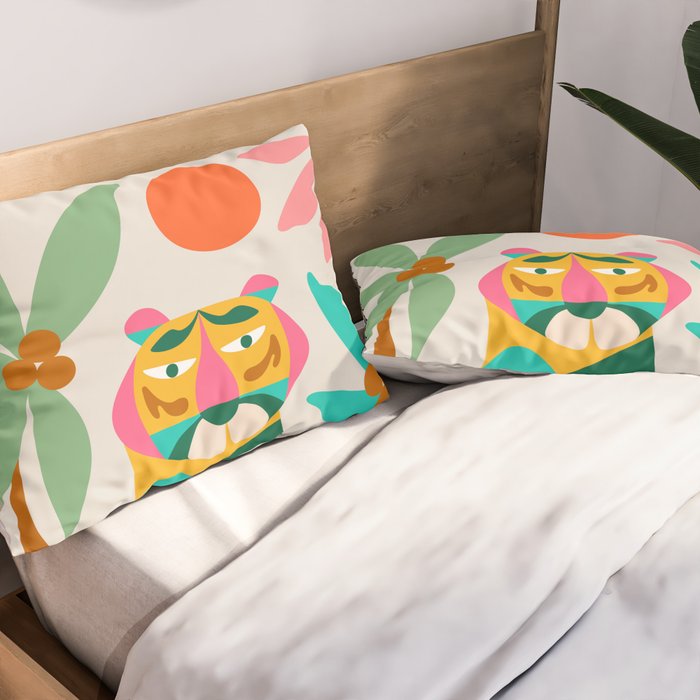 Mid Century Modern Tigers Pillow Sham Gallery Image 2