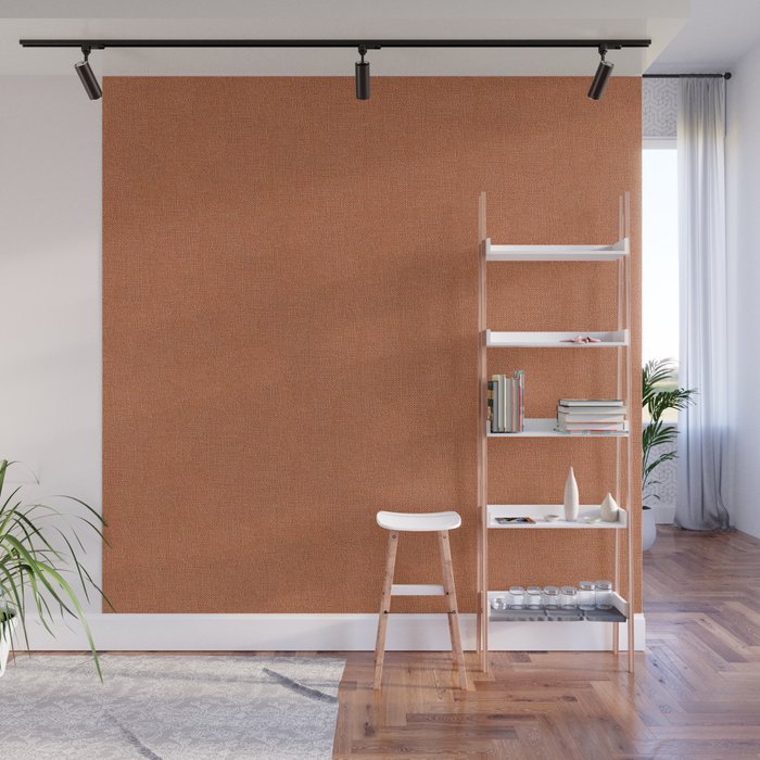 Terracotta Rust orange Washed Linen Vintage Wall Mural Gallery Image 1