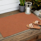 Terracotta Rust orange Washed Linen Vintage Outdoor Rug Gallery Image 2