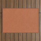 Terracotta Rust orange Washed Linen Vintage Outdoor Rug Gallery Image 1