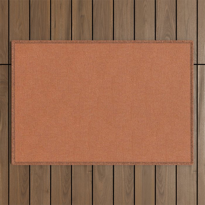 Terracotta Rust orange Washed Linen Vintage Outdoor Rug Gallery Image 1