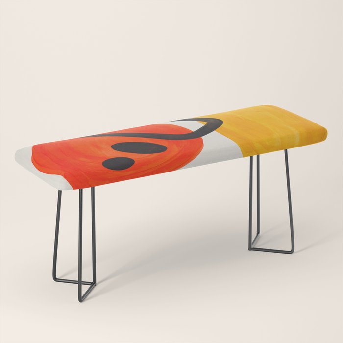 Colorful Mid Century Modern Abstract Fun Shapes Patterns Space Age Orange Yellow Orbit Bubbles Bench Gallery Image 1