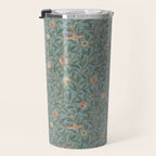 William Morris Bird and Pomegranate Turquoise Coral Travel Mug Gallery Image 3