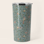 William Morris Bird and Pomegranate Turquoise Coral Travel Mug Gallery Image 1