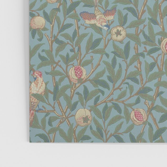 William Morris Bird and Pomegranate Turquoise Coral Poster Gallery Image 3