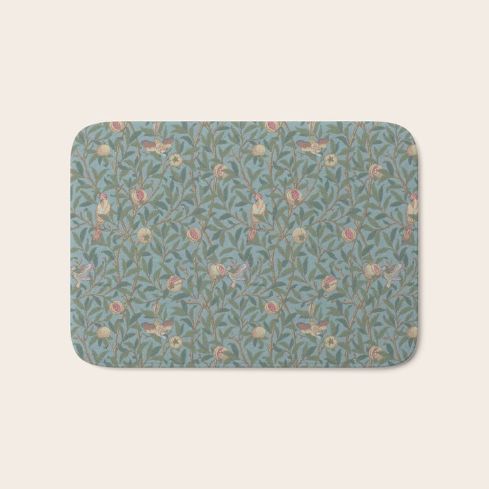 William Morris Bird and Pomegranate Turquoise Coral Bath Mat Gallery Image 1