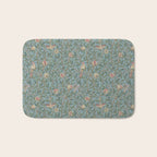 William Morris Bird and Pomegranate Turquoise Coral Bath Mat Gallery Image 1