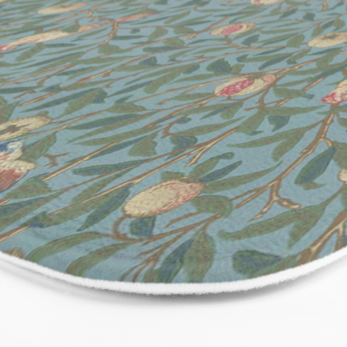 William Morris Bird and Pomegranate Turquoise Coral Bath Mat Gallery Image 3