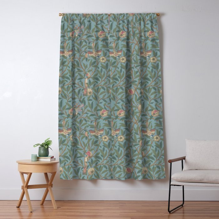 William Morris Bird and Pomegranate Turquoise Coral Window Curtain Gallery Image 5