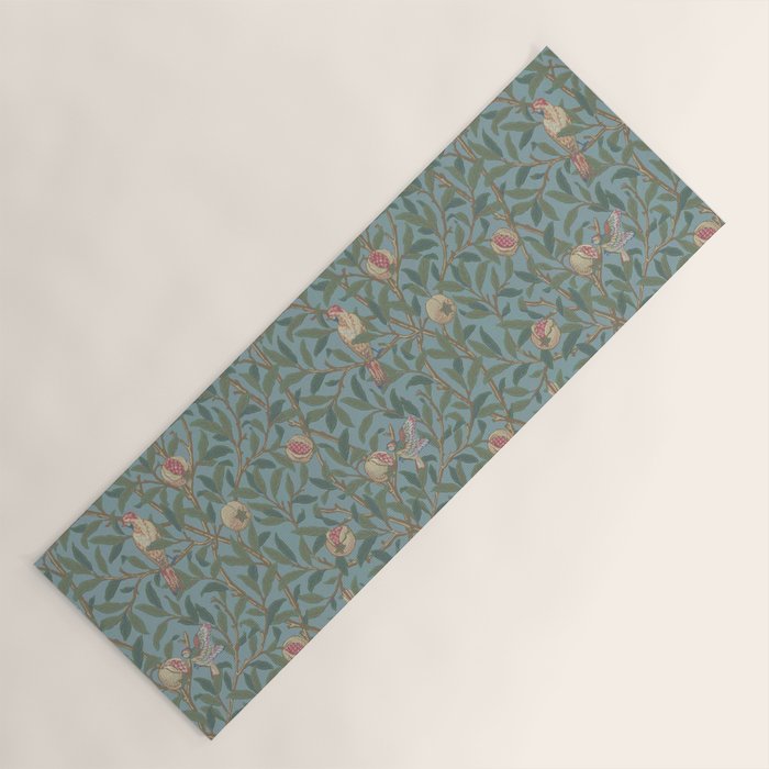 William Morris Bird and Pomegranate Turquoise Coral Yoga Mat Gallery Image 1