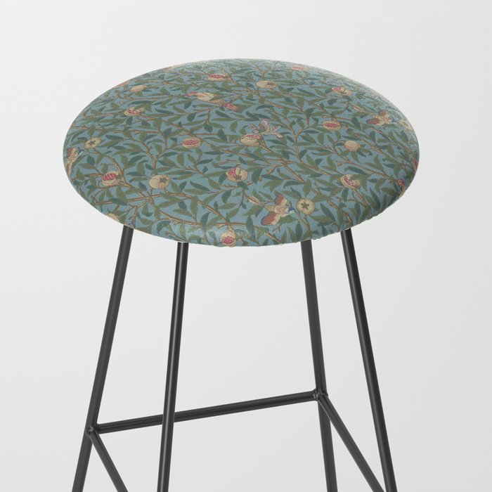 William Morris Bird and Pomegranate Turquoise Coral Stool Gallery Image 2