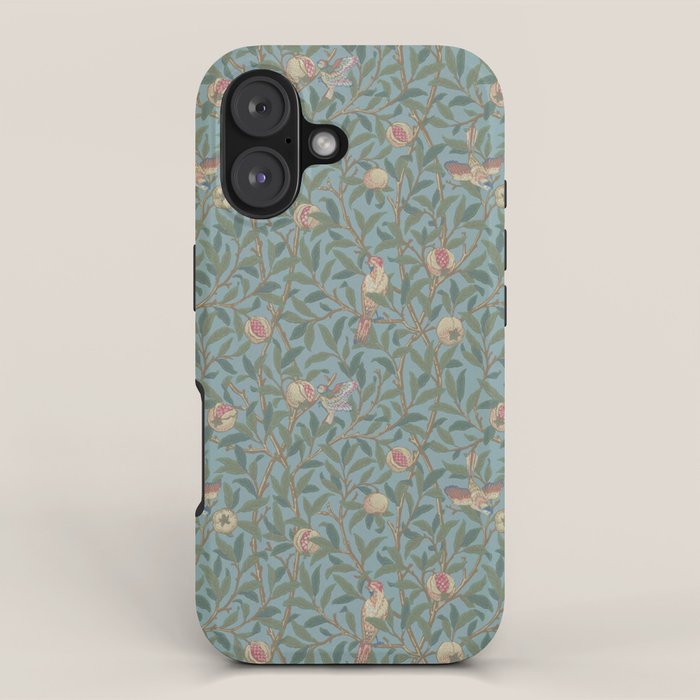 William Morris Bird and Pomegranate Turquoise Coral iPhone Case Gallery Image 1
