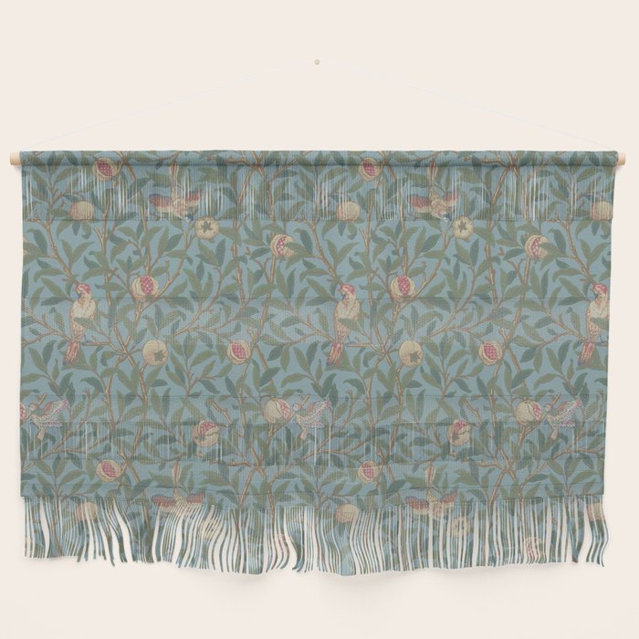 William Morris Bird and Pomegranate Turquoise Coral Wall Hanging Gallery Image 1