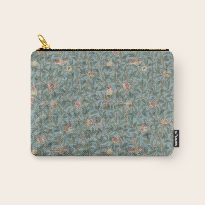 William Morris Bird and Pomegranate Turquoise Coral Carry All Pouch Gallery Image 1