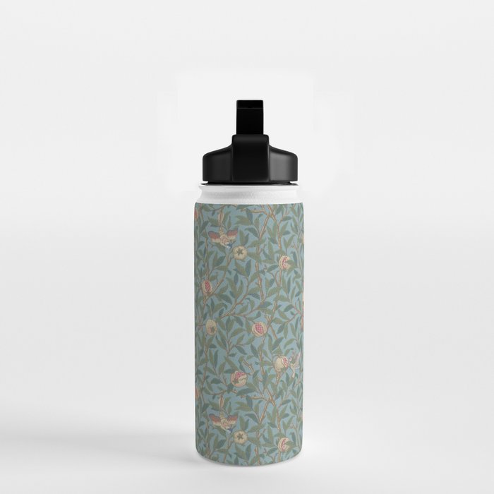 William Morris Bird and Pomegranate Turquoise Coral Water Bottle Gallery Image 2