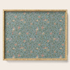 William Morris Bird and Pomegranate Turquoise Coral Serving Tray Gallery Image 1