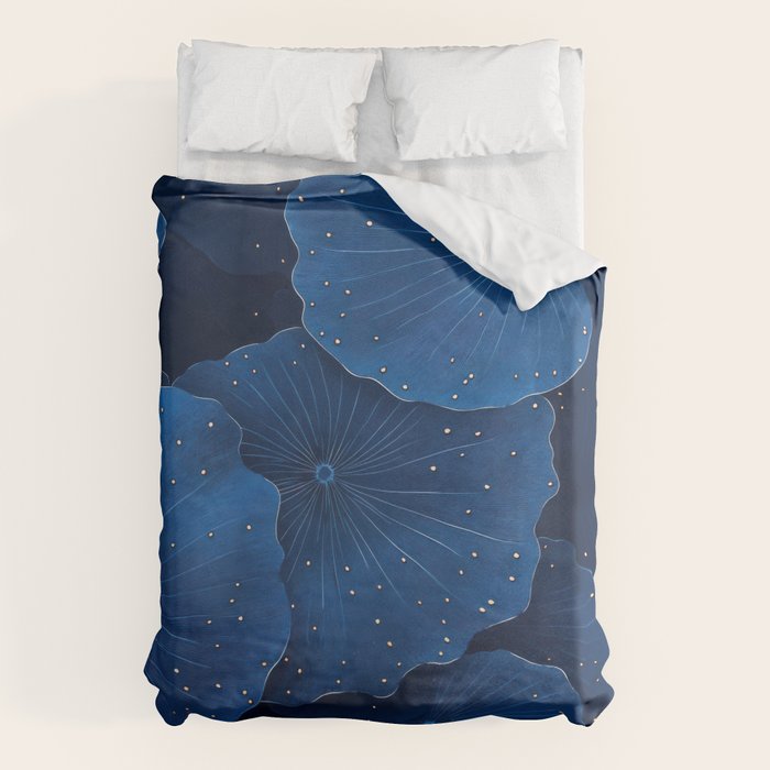 Floral Poster Flower Print Botanical Japanese Art Blue Wall Art dopamine decor Maximalist Wall Art Duvet Cover Gallery Image 6