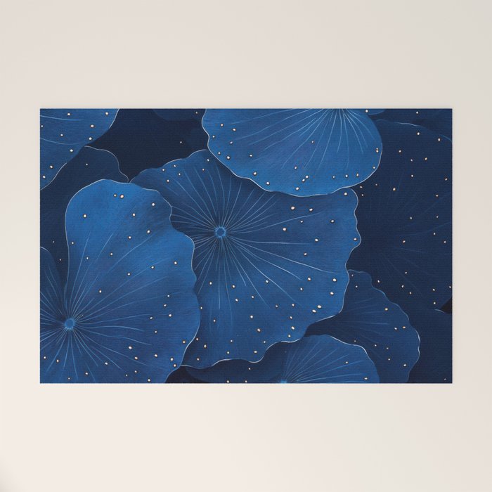 Floral Poster Flower Print Botanical Japanese Art Blue Wall Art dopamine decor Maximalist Wall Art Welcome Mat Gallery Image 1