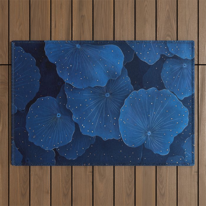 Floral Poster Flower Print Botanical Japanese Art Blue Wall Art dopamine decor Maximalist Wall Art Outdoor Rug Gallery Image 1