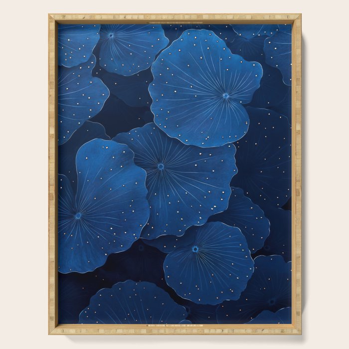 Floral Poster Flower Print Botanical Japanese Art Blue Wall Art dopamine decor Maximalist Wall Art Serving Tray Gallery Image 1