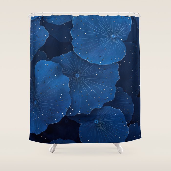 Floral Poster Flower Print Botanical Japanese Art Blue Wall Art dopamine decor Maximalist Wall Art Shower Curtain Gallery Image 1
