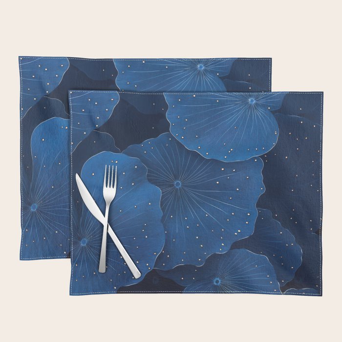 Floral Poster Flower Print Botanical Japanese Art Blue Wall Art dopamine decor Maximalist Wall Art Placemat Gallery Image 1