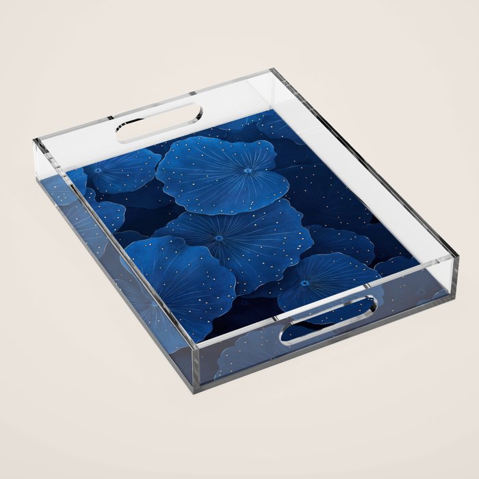 Floral Poster Flower Print Botanical Japanese Art Blue Wall Art dopamine decor Maximalist Wall Art Acrylic Tray Gallery Image 1