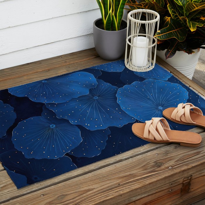 Floral Poster Flower Print Botanical Japanese Art Blue Wall Art dopamine decor Maximalist Wall Art Outdoor Rug Gallery Image 2