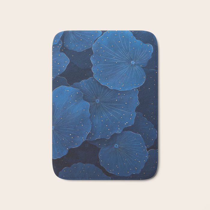 Floral Poster Flower Print Botanical Japanese Art Blue Wall Art dopamine decor Maximalist Wall Art Bath Mat Gallery Image 1