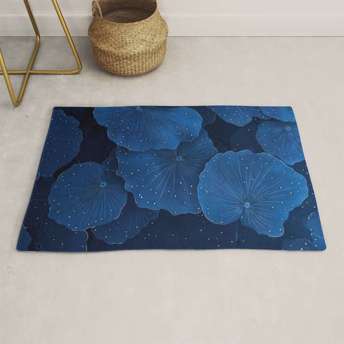 Floral Poster Flower Print Botanical Japanese Art Blue Wall Art dopamine decor Maximalist Wall Art Rug Gallery Image 1
