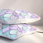 Cute Mermaid Pattern, Pink, Purple, Teal, Pastel Aesthetics Pillow Sham Gallery Image 3