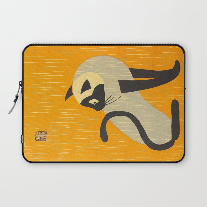 Asai Kiyoshi Japanese Woodblock Siamese Cat Midcounty Modern Art Laptop Sleeve Gallery Image 1