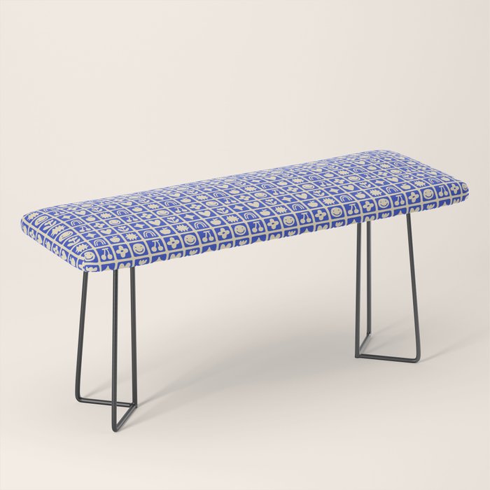 Blue children shape mosaic art pattern Bench Gallery Image 1
