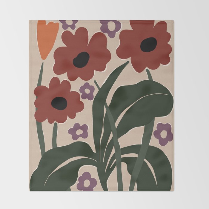 big tropical red flower plant  Throw Blanket Gallery Image 2